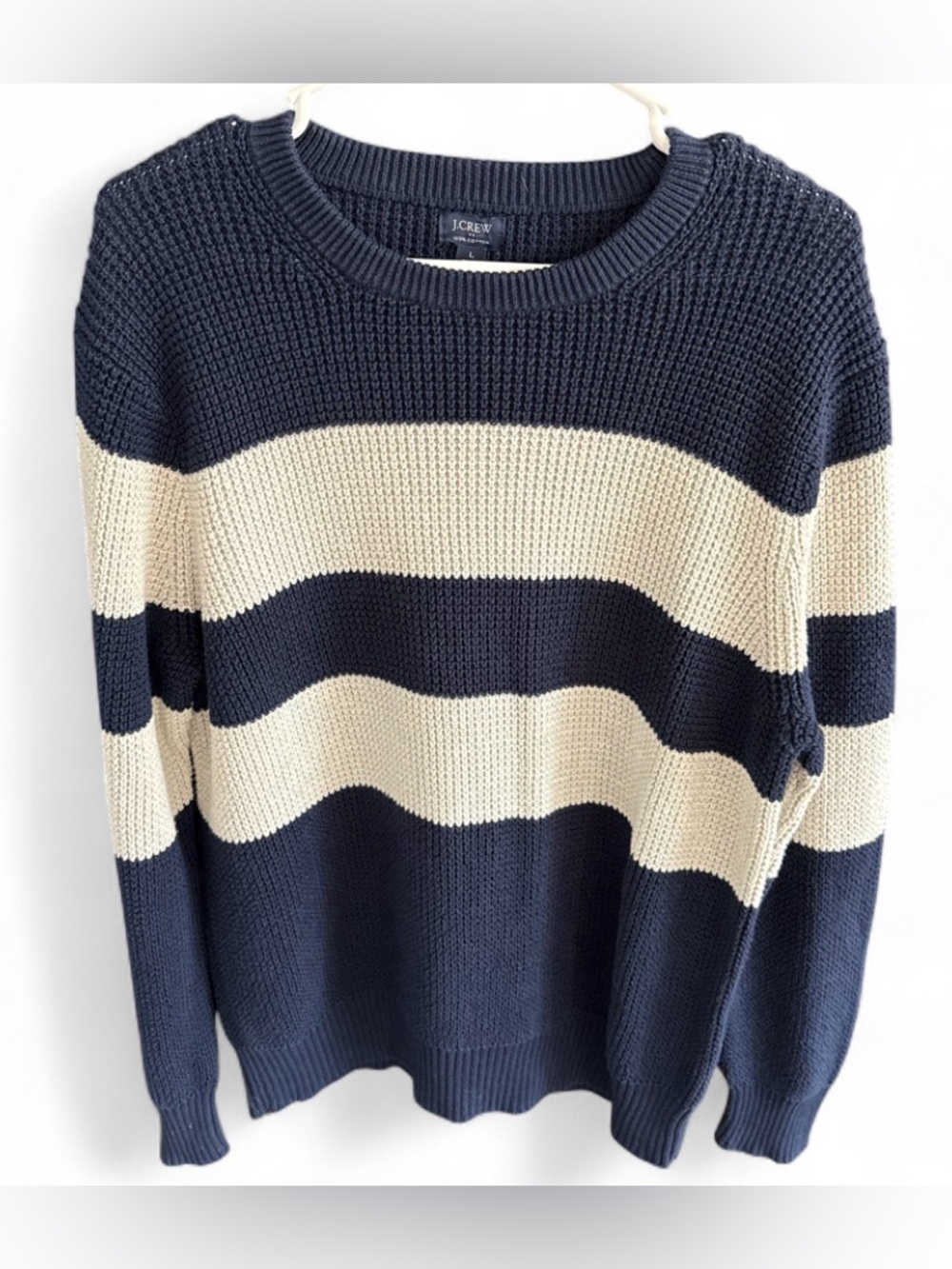 Jcrew Men's Navy and Crème Jumper